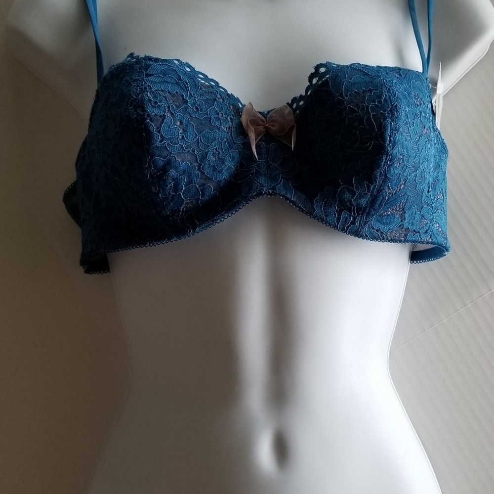 B.TEMPTED BLUE LACE BRA NWT 36B
